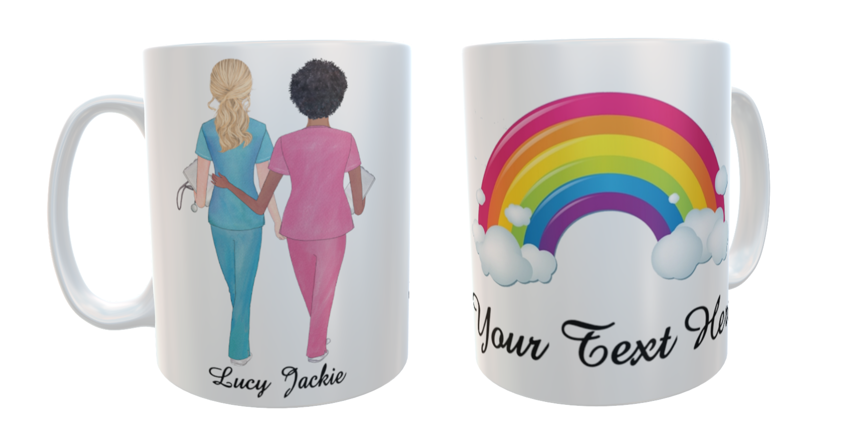 Nurses Ceramic Custom Mug - Rainbow - Click Image to Close